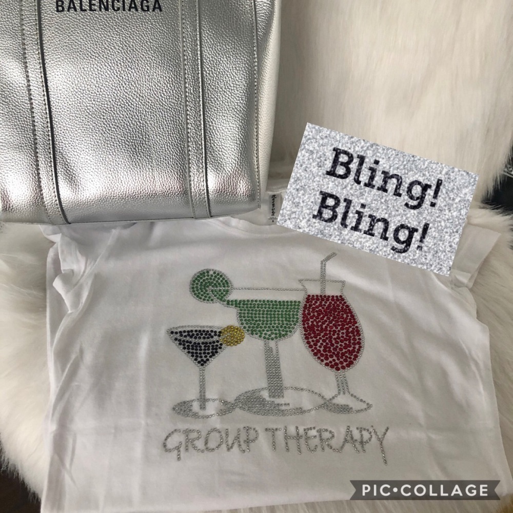 White T-Shirt - Bling Words: Group Therapy - Picture 2 of 3